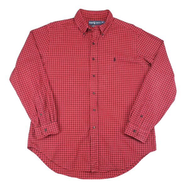 Ralph Lauren Other - Vintage Ralph Lauren Shirt Mens Large Red Check Oxford Knit Pony Windowpane